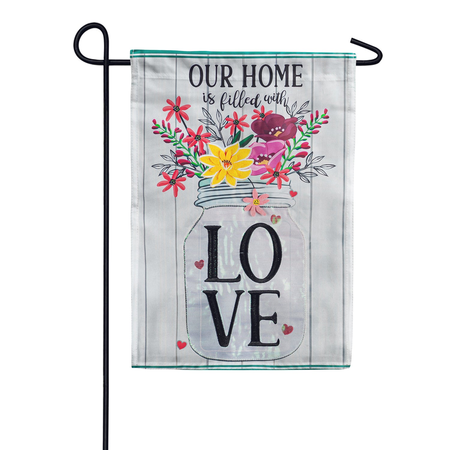 Wildflower Mason Jar Double Appliqued Garden Flag