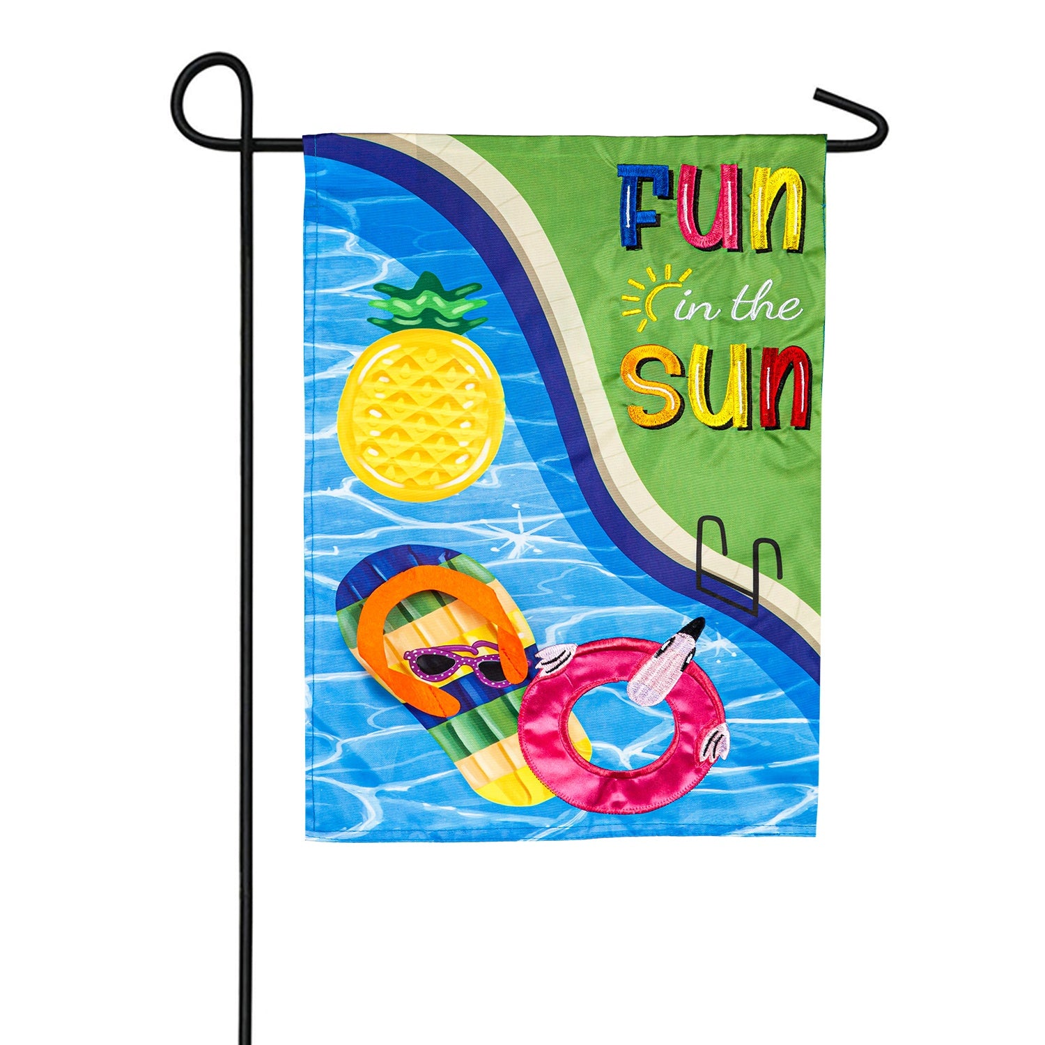 Fun in the Sun Pool Day Applique Garden Flag