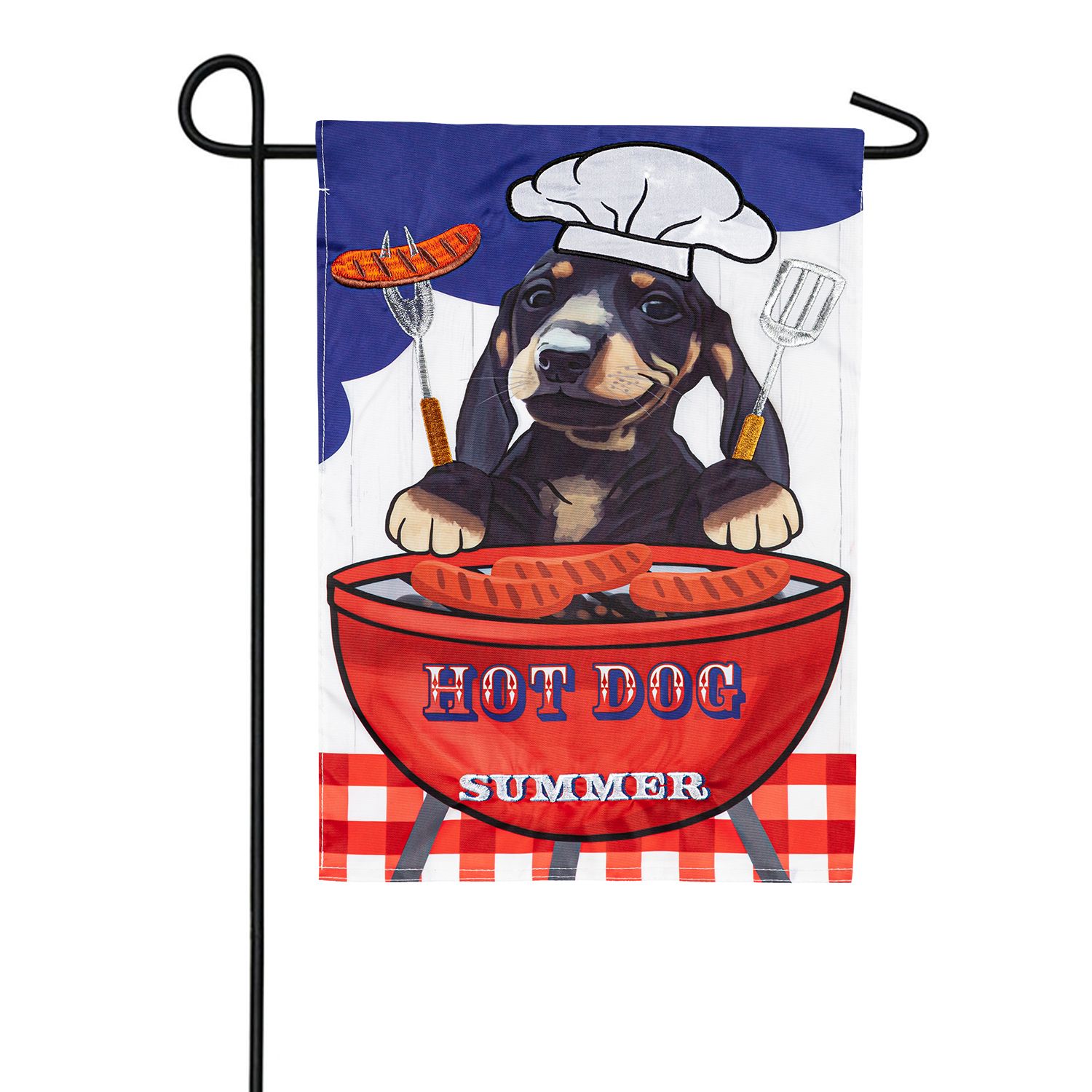 Hot Dog It's Summer Applique Garden Flag