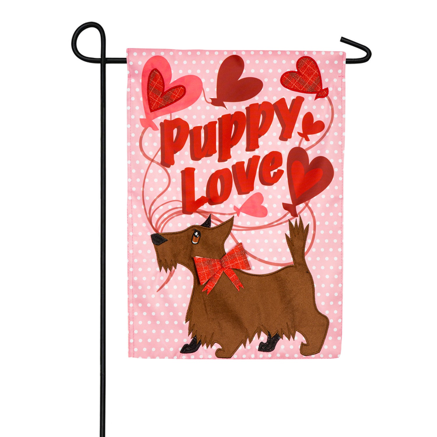 Evergreen Puppy Love Applique Garden Flag