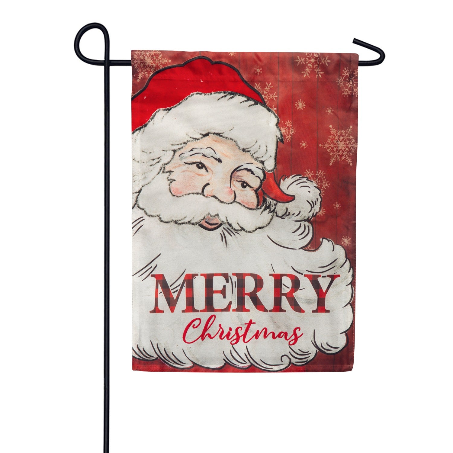 Evergreen Cheerful Santa Applique Garden Flag