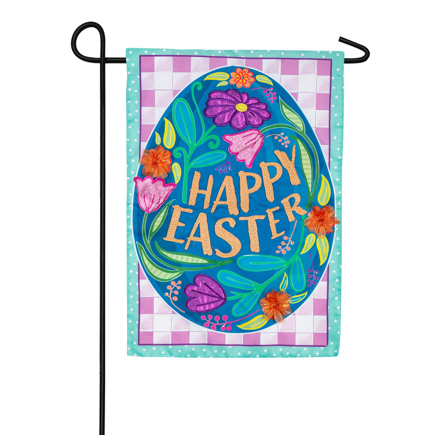 Evergreen Happy Easter Egg Double Appliqued Garden Flag