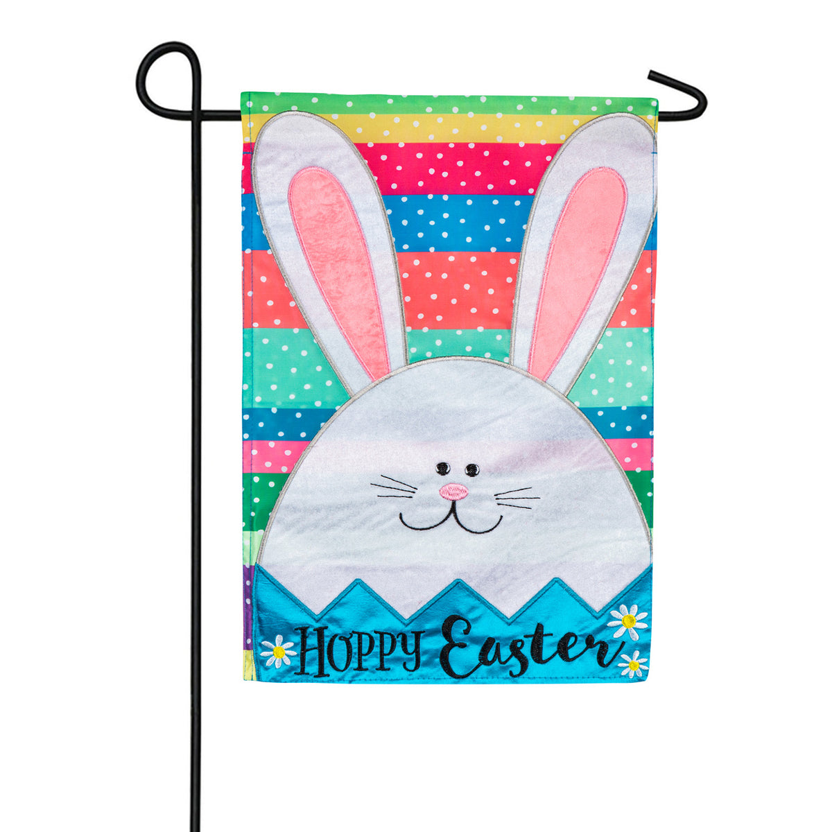 Evergreen Easter Egg Bunny Applique Garden Flag