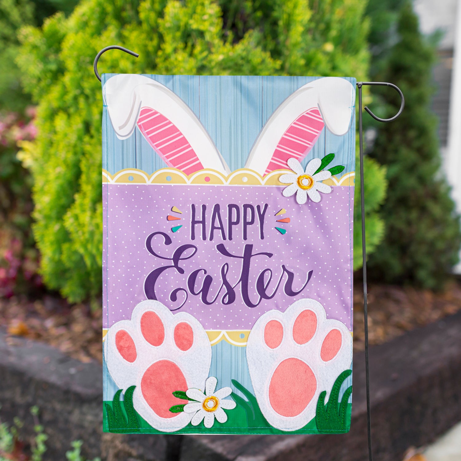 Evergreen Bunny Easter Double Appliqued Garden Flag