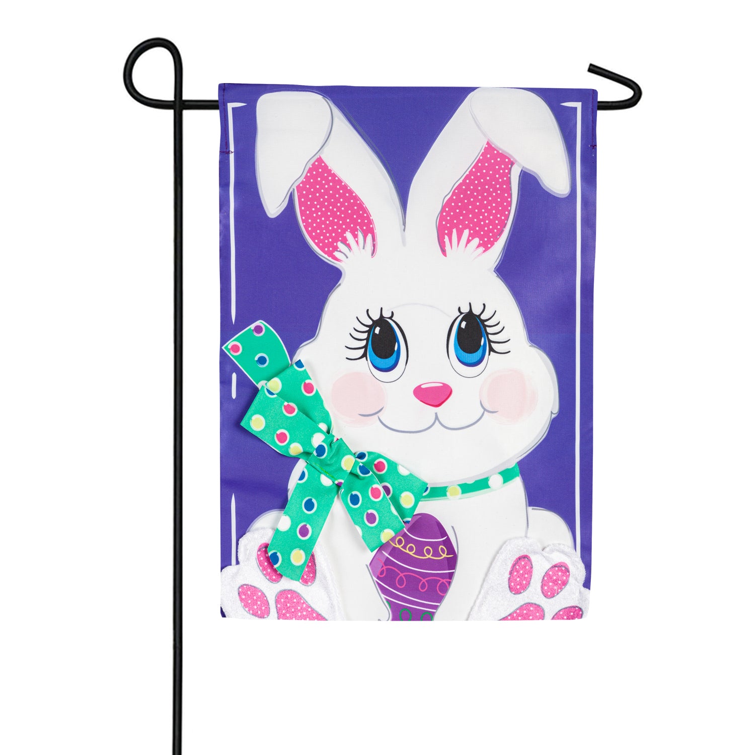 Evergreen Colorful Easter Bunny Double Appliqued Garden Flag