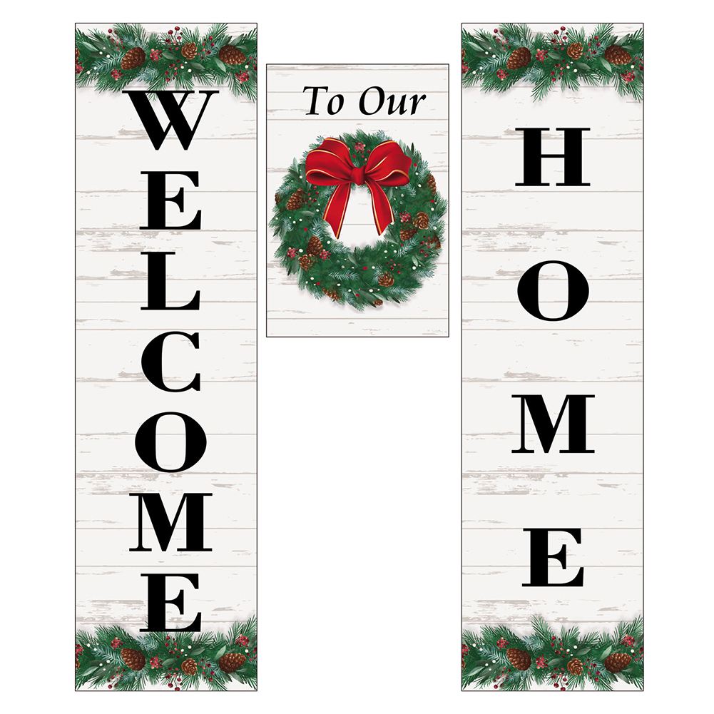 Evergreen Holiday Wreath Door Banner Kits