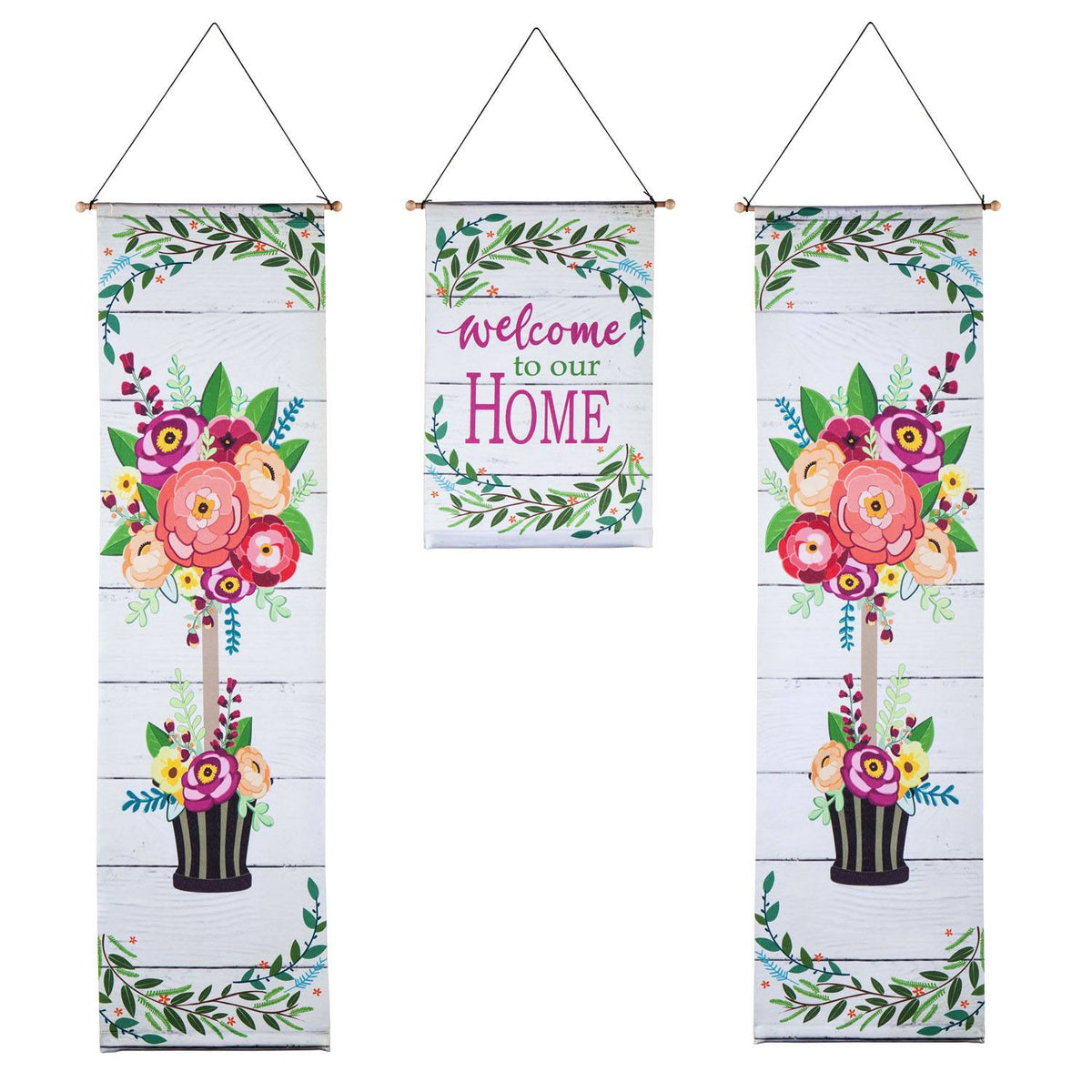 Evergreen Welcome to Our Home Topiary Door Banner Kit