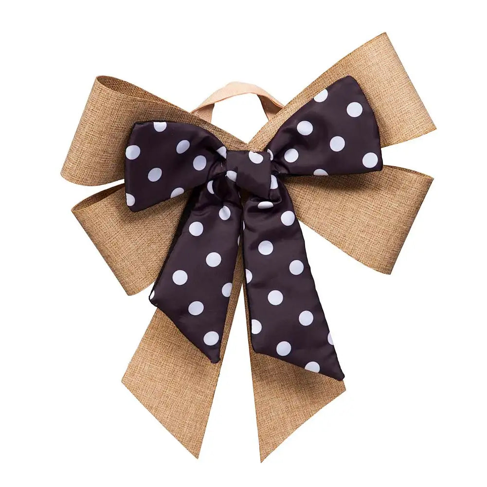 Evergreen Perfectly Paired - Black and White Dot Door Tag Bow