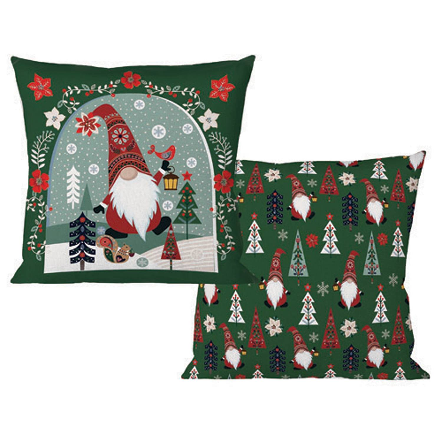 Evergreen Nordic Gnome and Forest Friends Pillow Cover