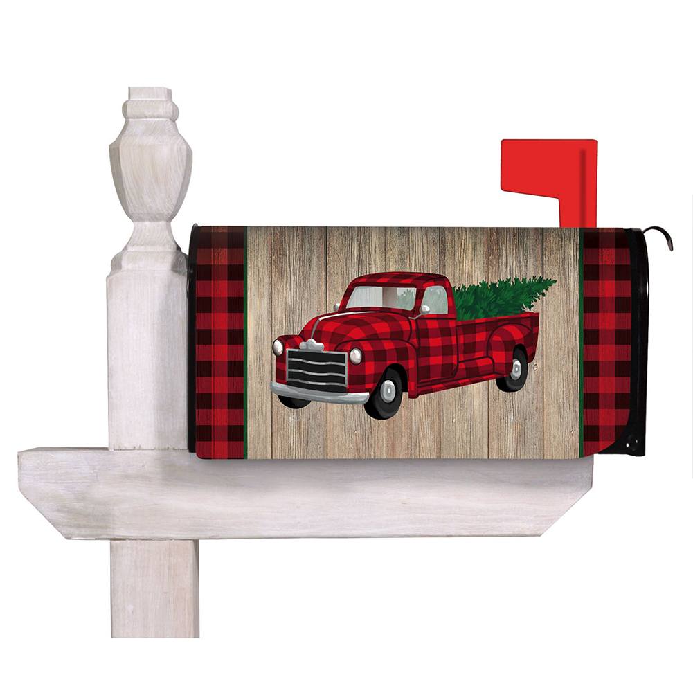 Evergreen Holiday Plaid Truck Mailbox Cover