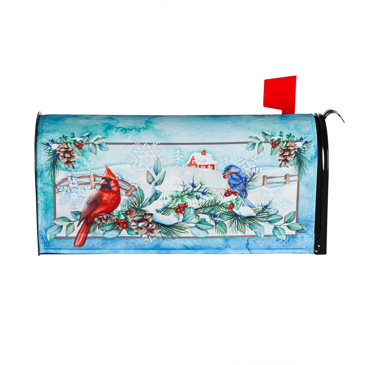 Evergreen Snow Country Birds Mailbox Cover