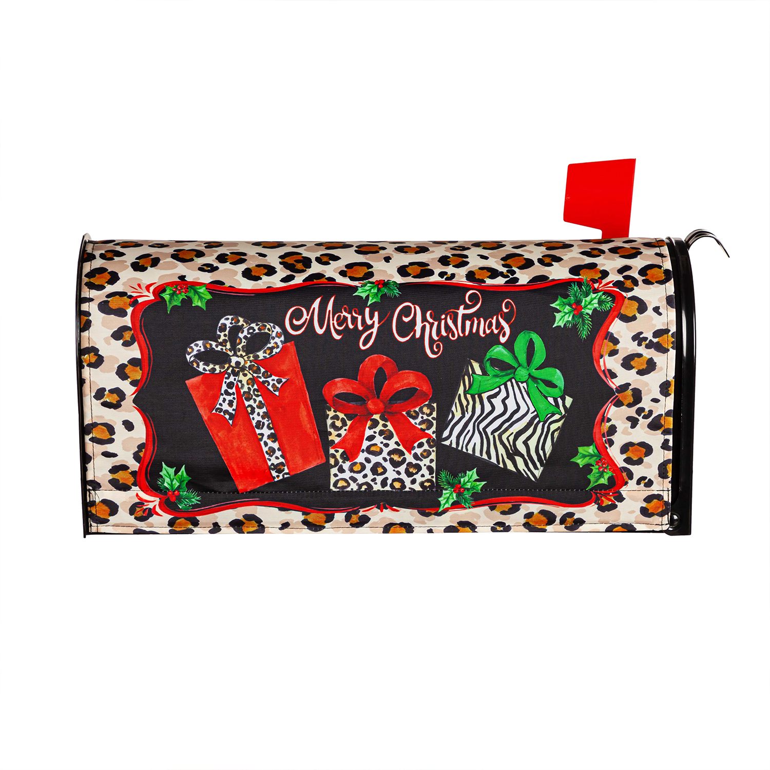 Evergreen Animal Print Presents Mailbox Cover
