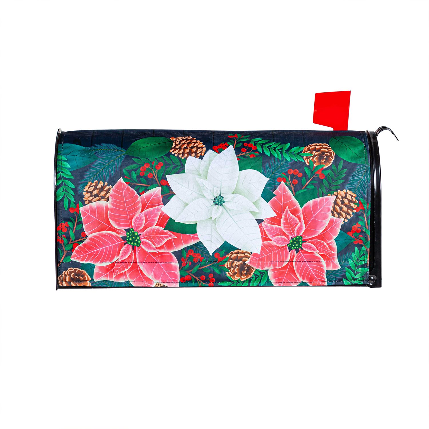 Evergreen Winter Poinsettia Mailbox Cover