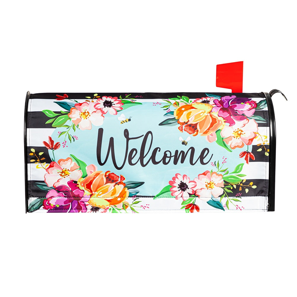 Stripes and Flowers Mailbox Cover