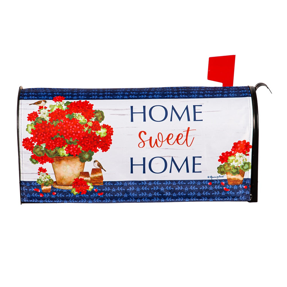 Evergreen Red Geraniums Mailbox Cover