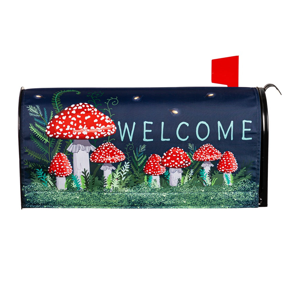 Evergreen Welcome Friends Mushroom Garden Mailbox Cover