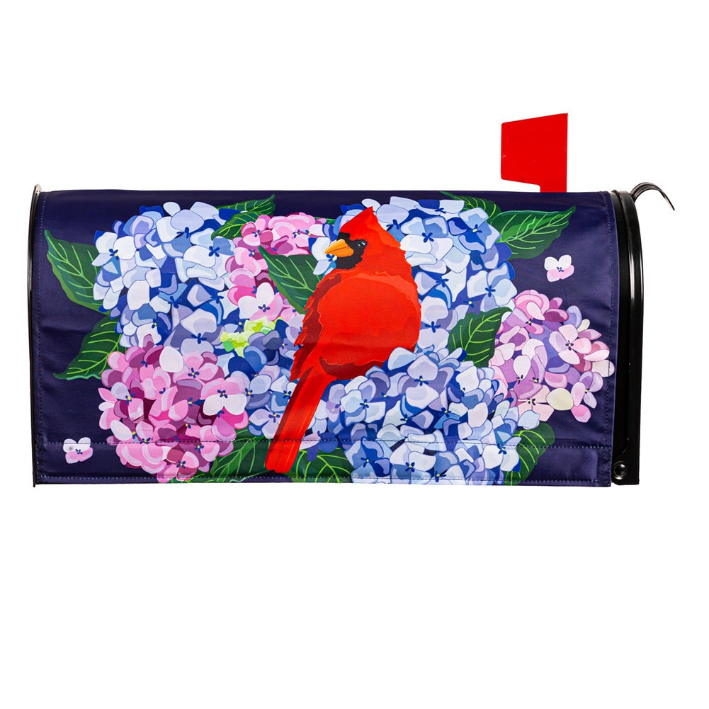 Evergreen Red Cardinal and Hydrangeas Mailbox Cover