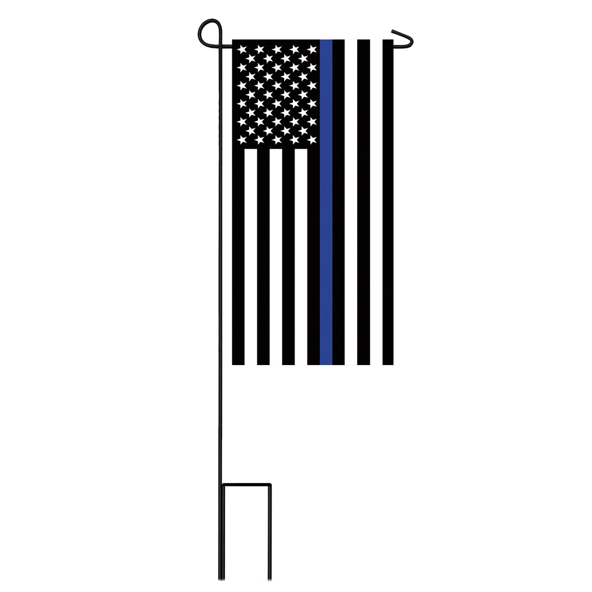 Evergreen Thin Blue Line Mini Flag with Stand