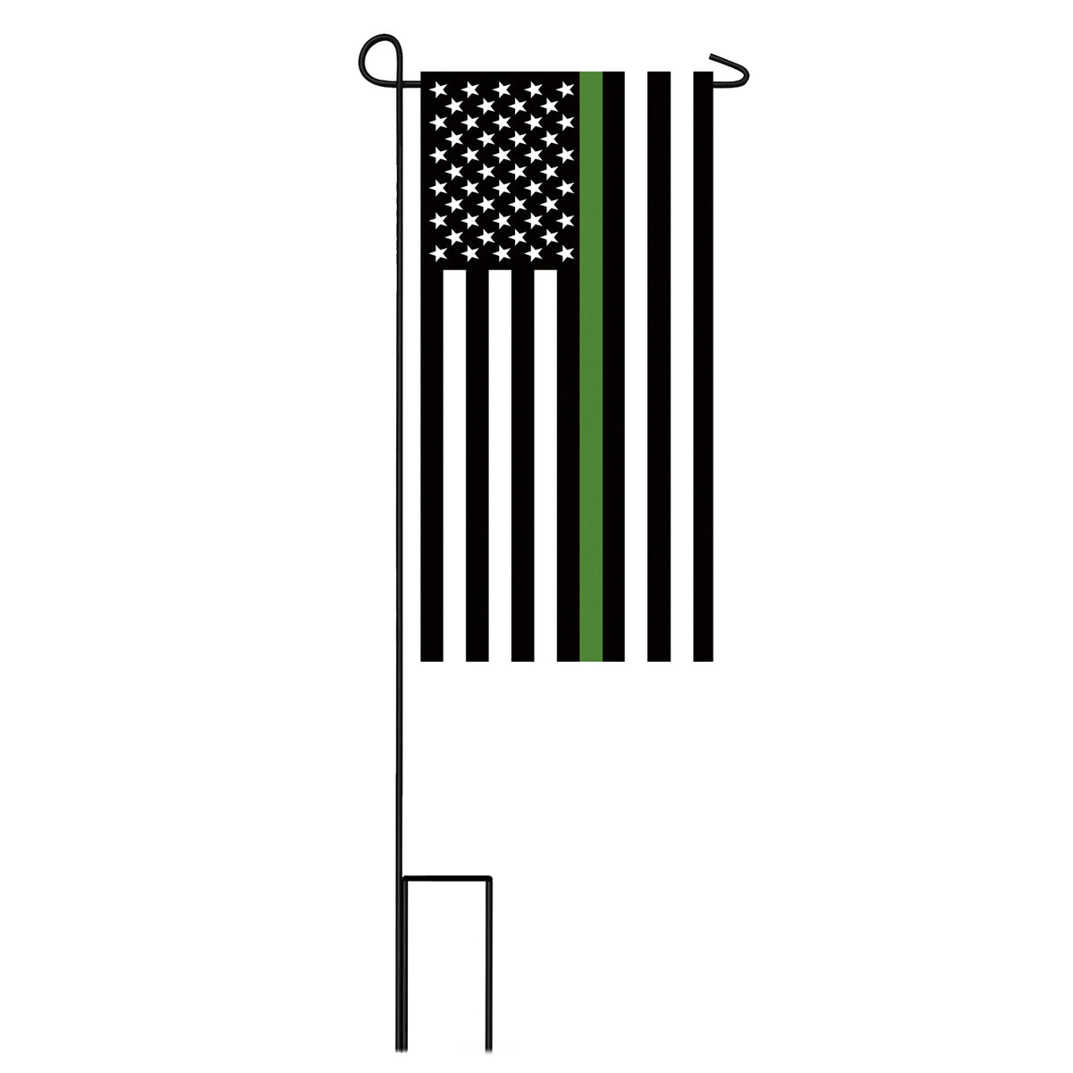 Evergreen Thin Green Line Mini Flag with Stand