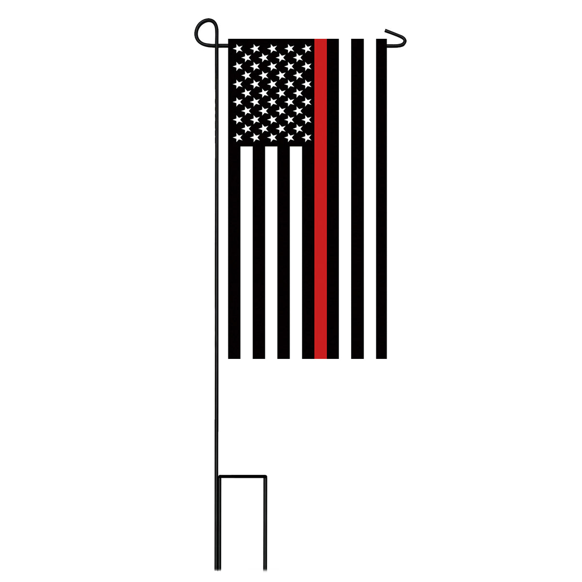 Evergreen Thin Red Line Mini Flag with Stand