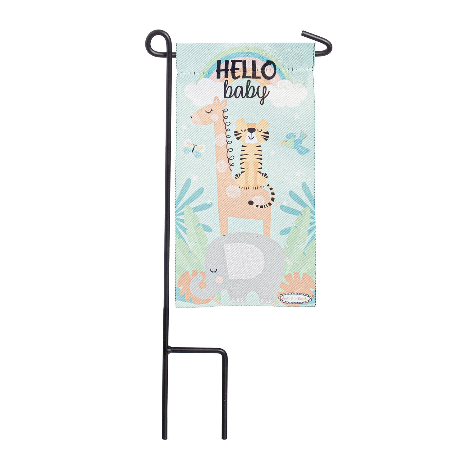 Evergreen Hello Baby Mini Flag with Stand
