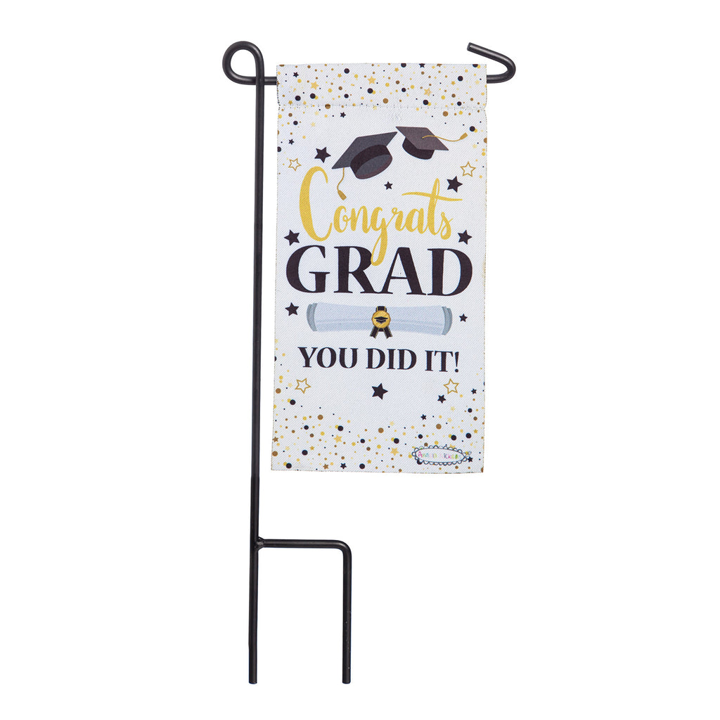 Evergreen Congrats Grad Mini Flag with Stand