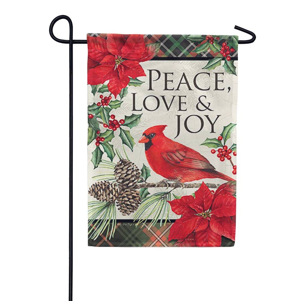 Peace, Love & Joy Double Sided Garden Flag