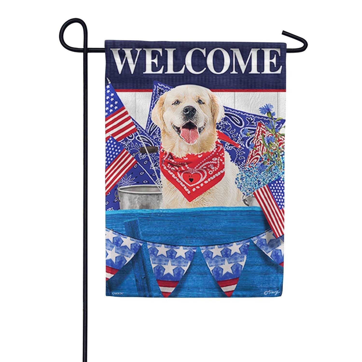 Patriotic Dog Welcome Garden Flag