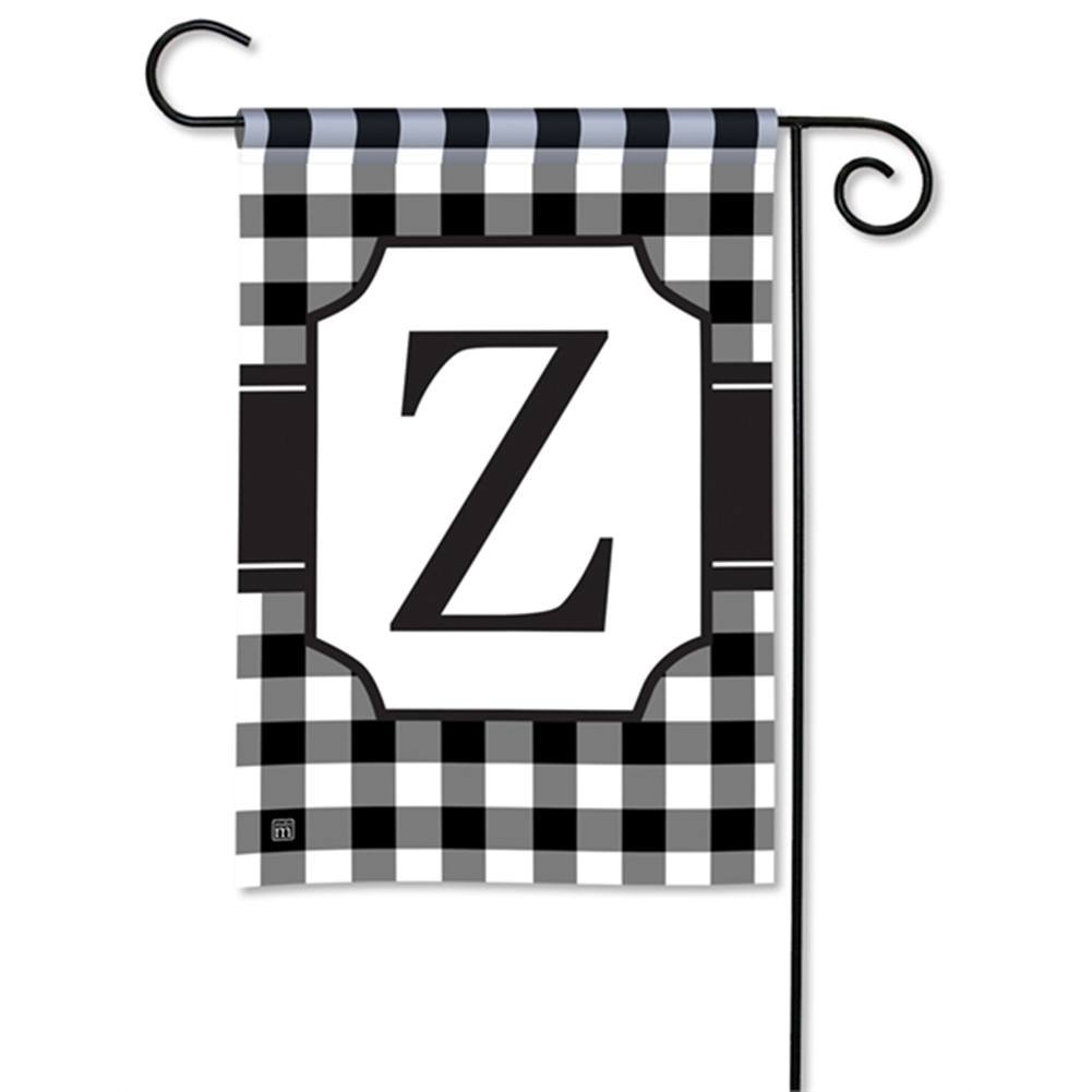 Black And White Checkered Monogram Garden Flag