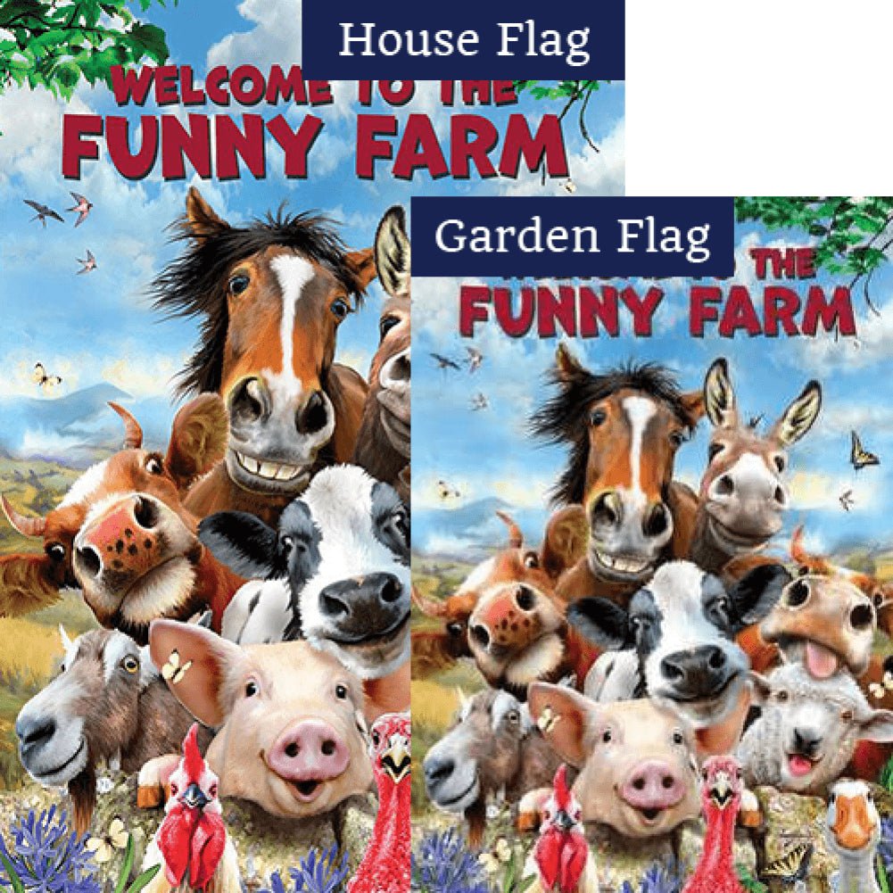 Funny Farm Animals Double Sided Flags Set (2 Pieces)