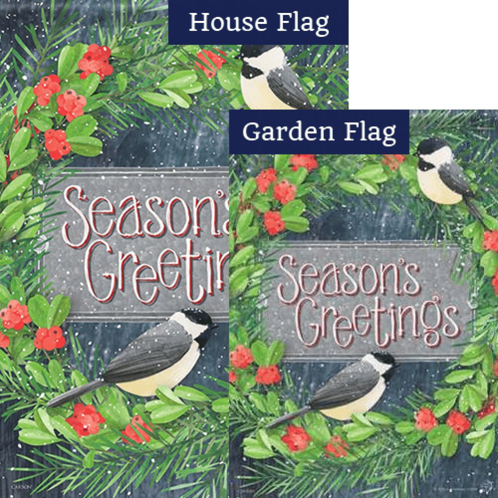 Chickadee Greetings Flags Set (2 Pieces)