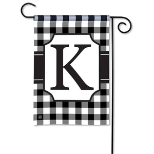 Black And White Checkered Monogram Garden Flag