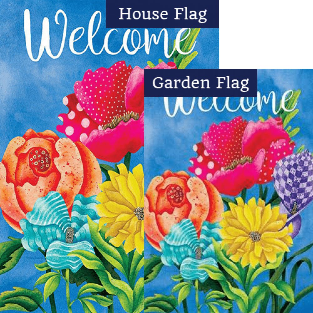 Patterned Posies Double Sided Flags Set (2 Pieces)