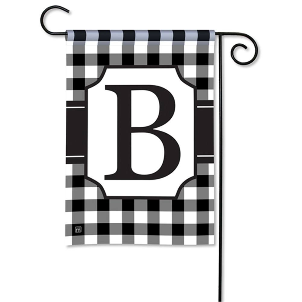 Black And White Checkered Monogram Garden Flag