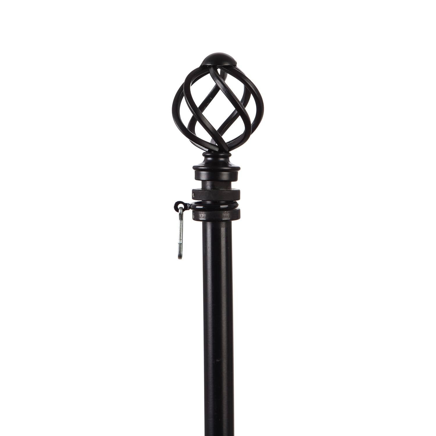 Evergreen Intertangeable Finial - Black Round Swirl