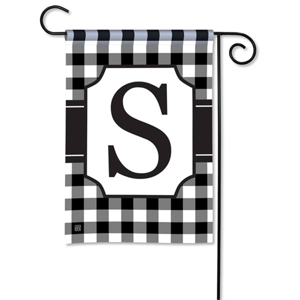Black And White Checkered Monogram Garden Flag