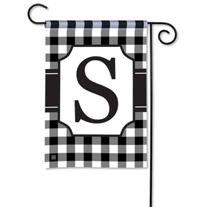 Black And White Checkered Monogram Garden Flag
