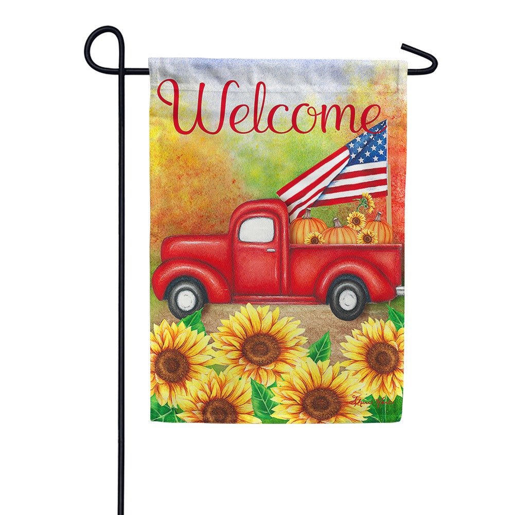 Welcome Harvest Truck Garden Flag