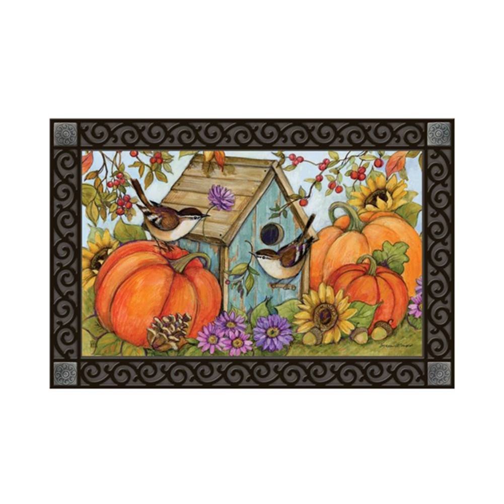 Autumn Birdhouse Chickadees MatMate