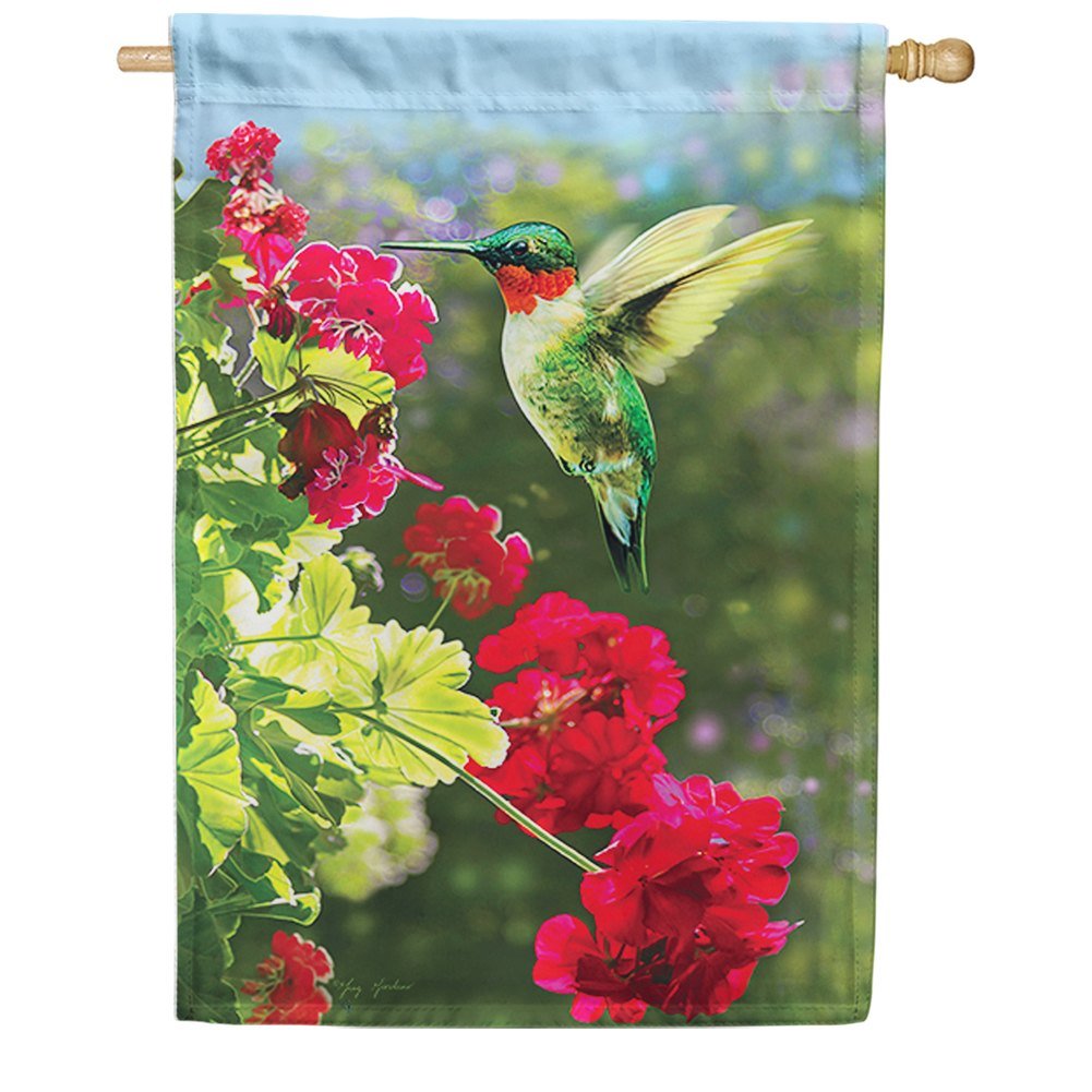 Geranium Hummer Double Sided House Flag