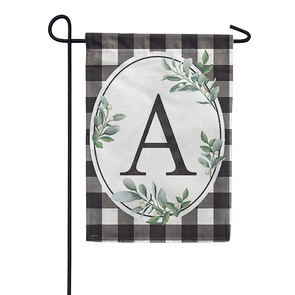 Buffalo Check Monogram Double Sided Garden Flag