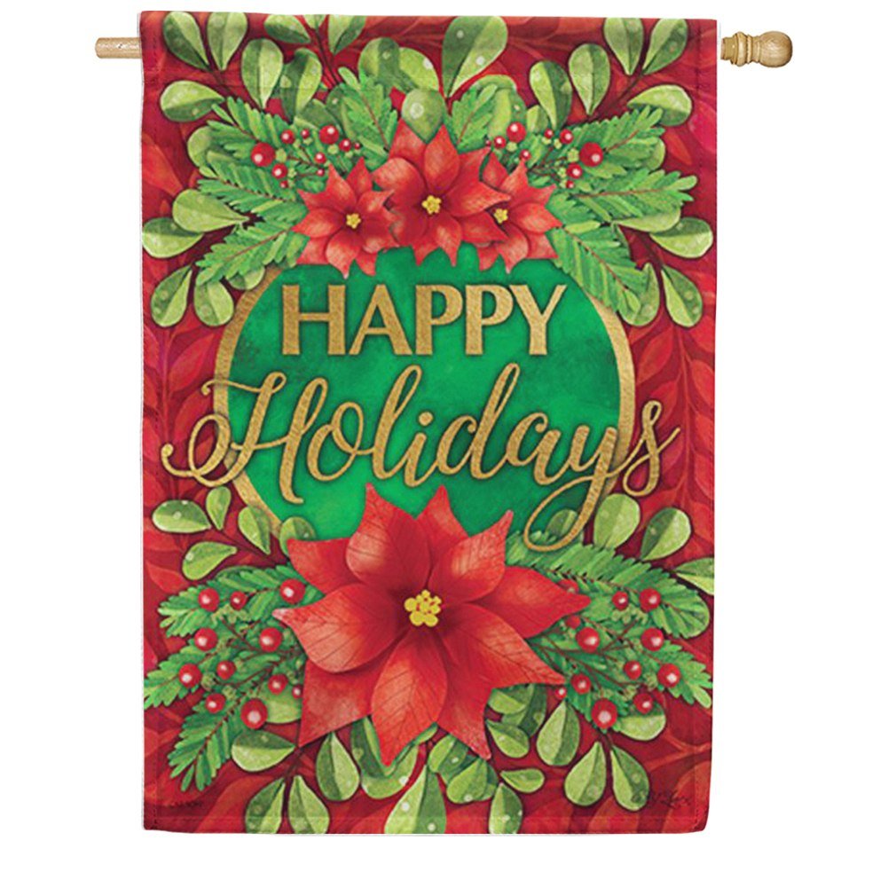 Holiday Greenery Double Sided House Flag