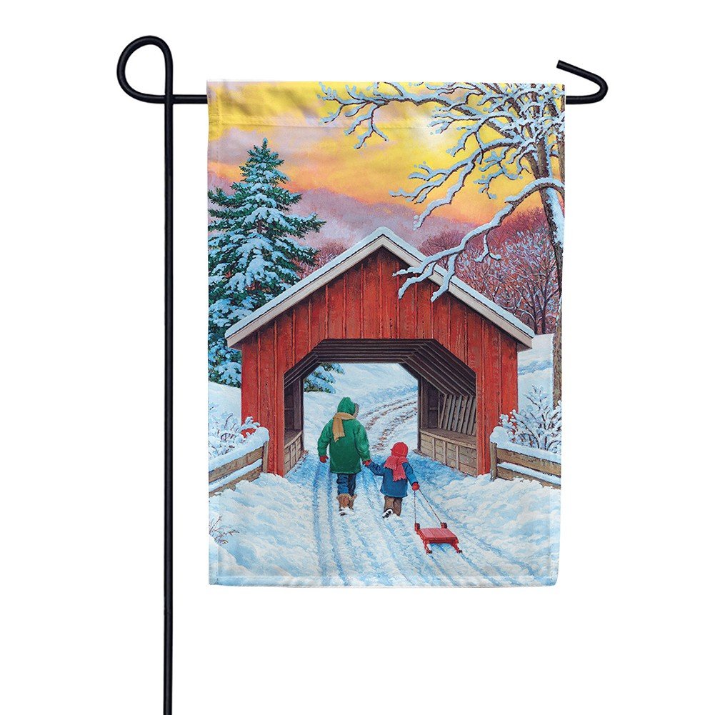 Covered Bridge Garden Flag