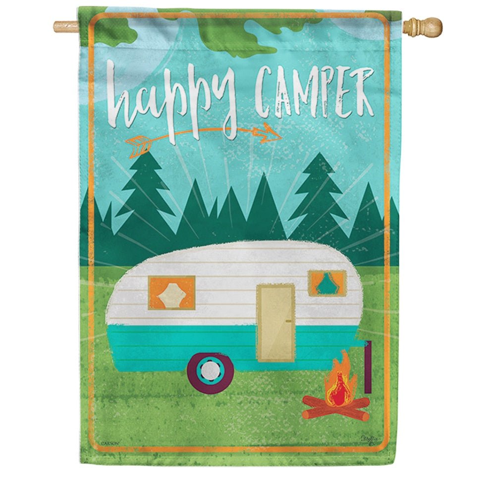 Happy Camper Campfire Double Sided House Flag