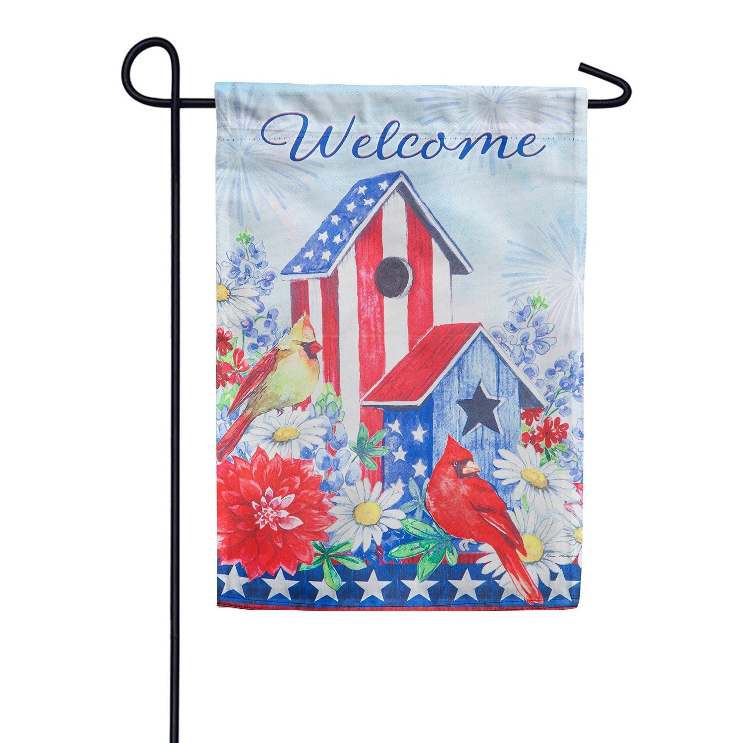 Stars and Stripes Birdhouse Suede Double Sided Garden Flag