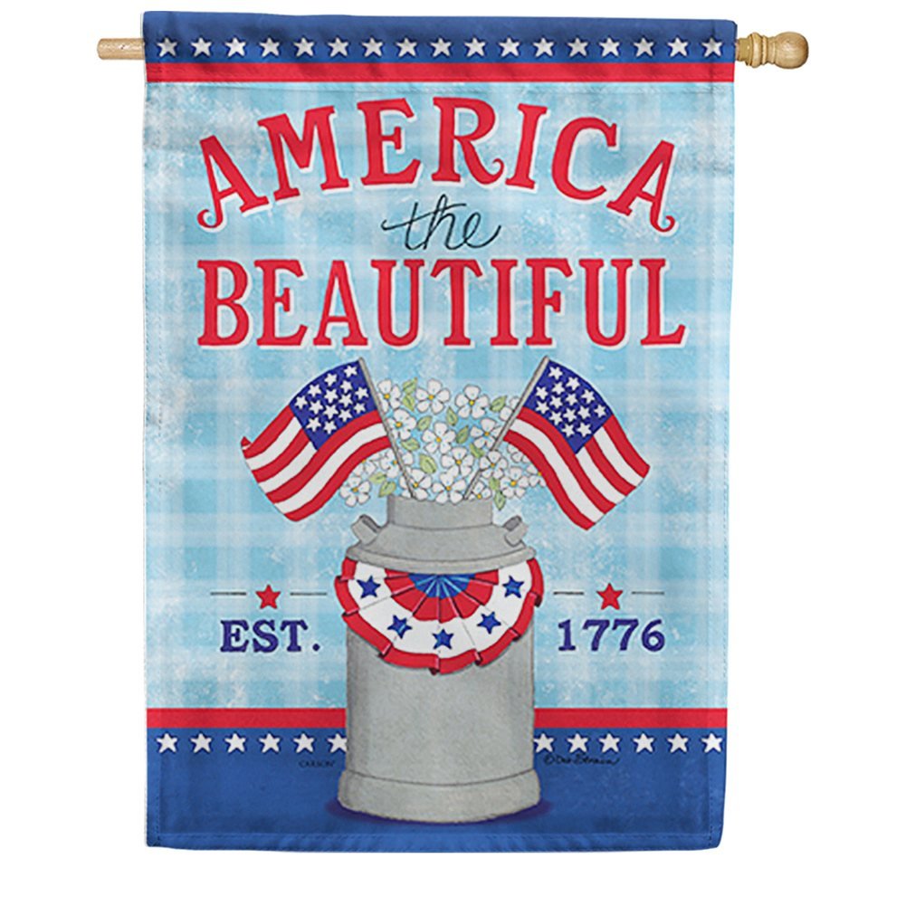 Patriotic Milk Can Dura Soft Double Sided House Flag
