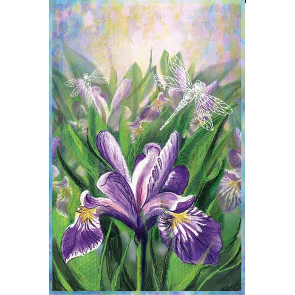 Blue Iris Illuminated Garden Flag