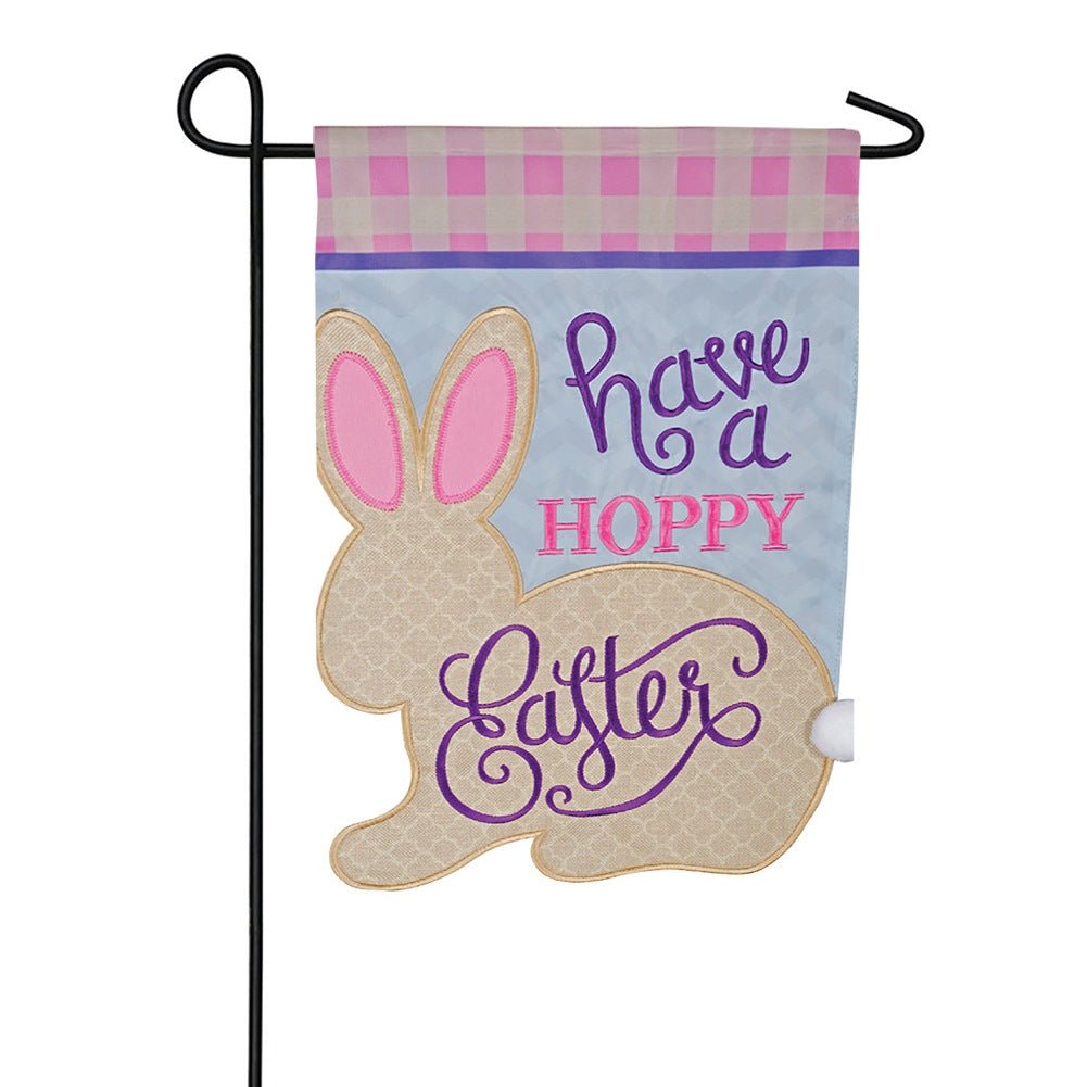 Hoppy Easter Appliqued Garden Flag