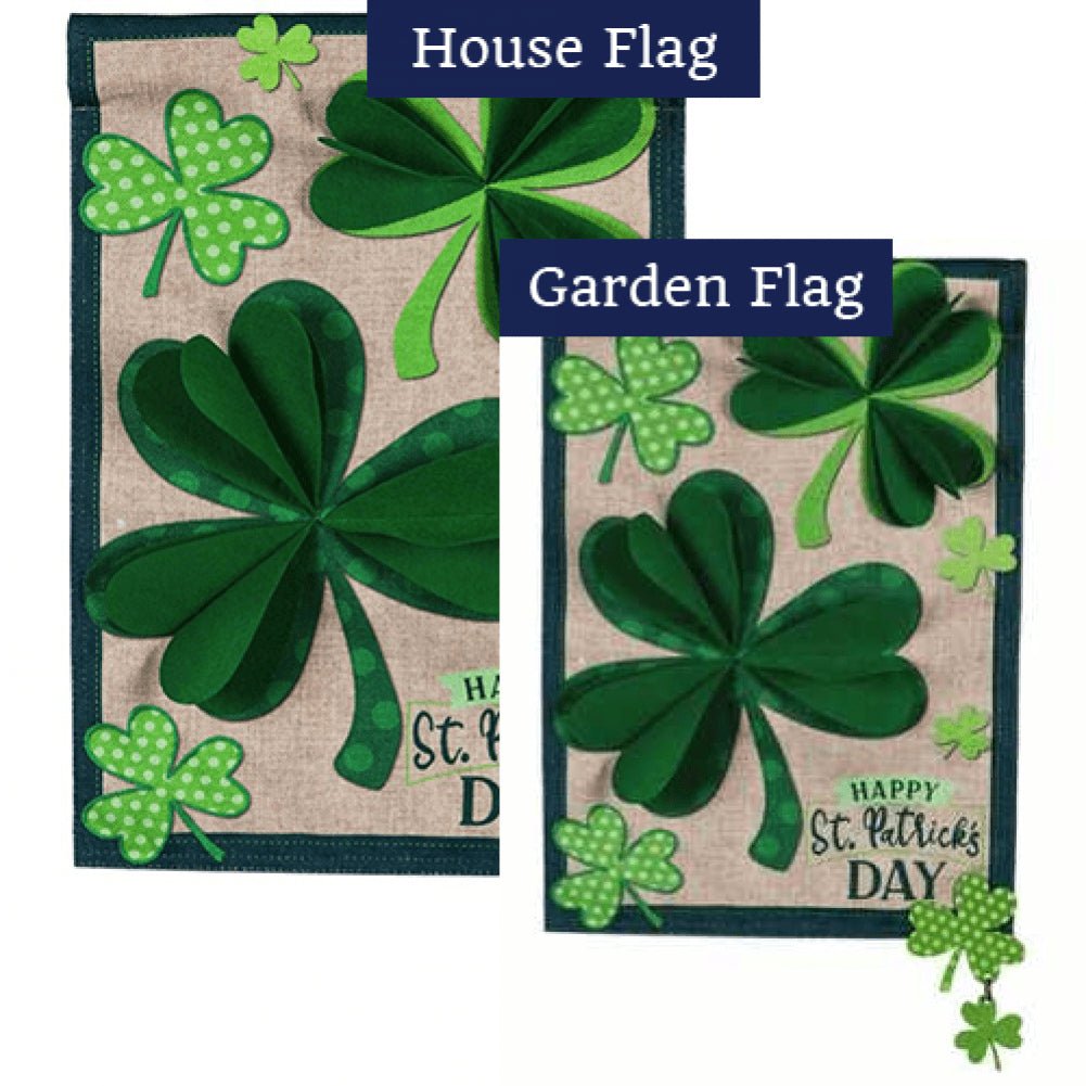 Shamrocks Burlap Flags Set (2 Pieces)