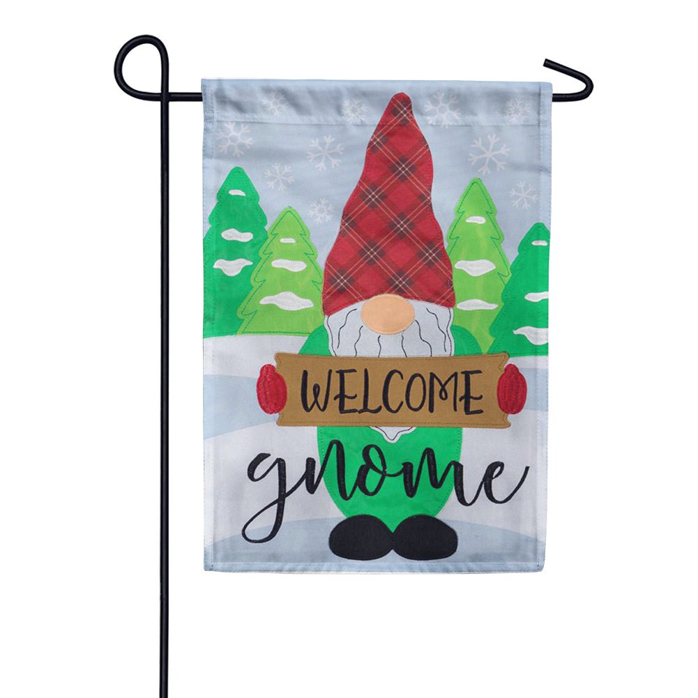 Christmas Gnome Applique Garden Flag